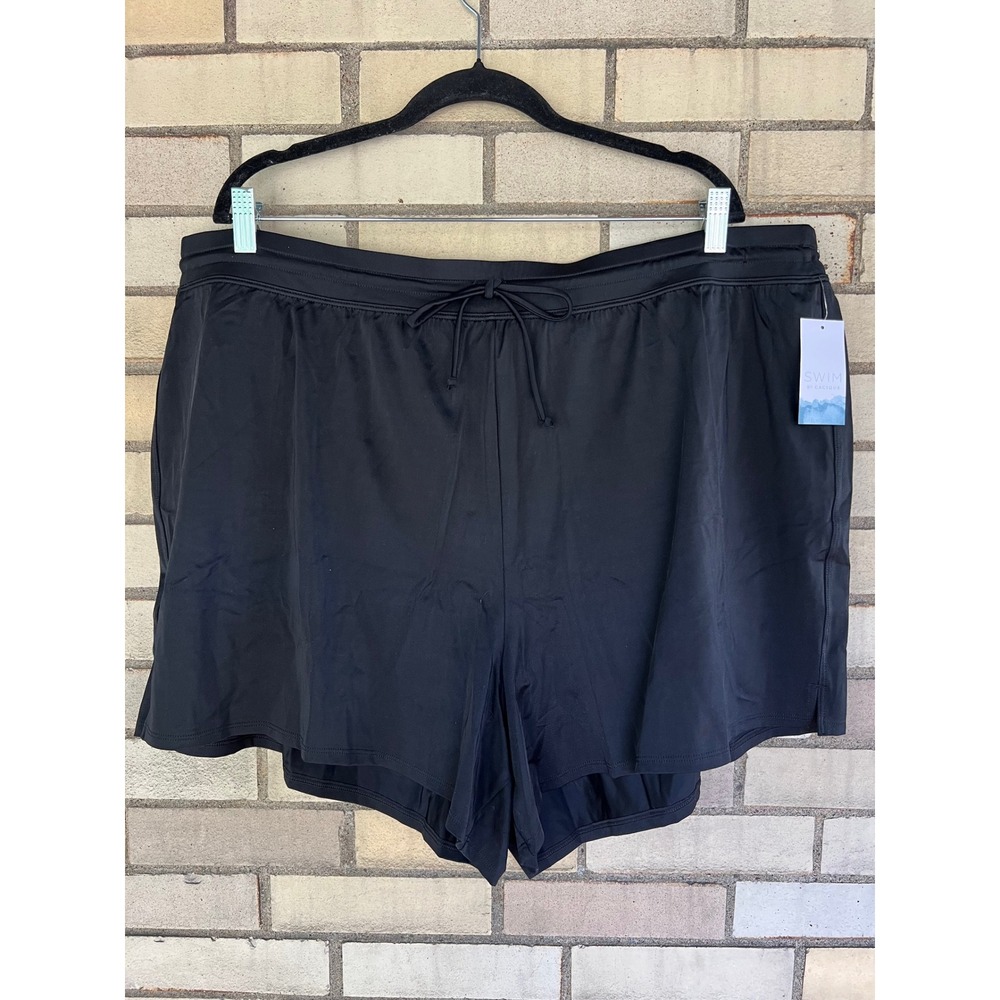 Swim by Cacique Black Drawstring Swim Shorts with Liner Plus Size 26 NWT